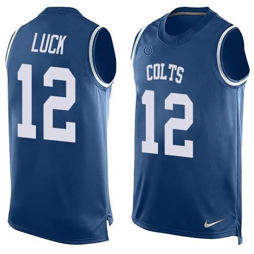 Nike Colts #12 Andrew Luck Royal Blue Team Color Men's Stitched NFL Limited Tank Top Jersey - Click Image to Close